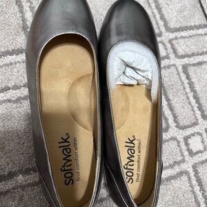 SoftWalk Silver Flats Comfortable Everyday Loafers